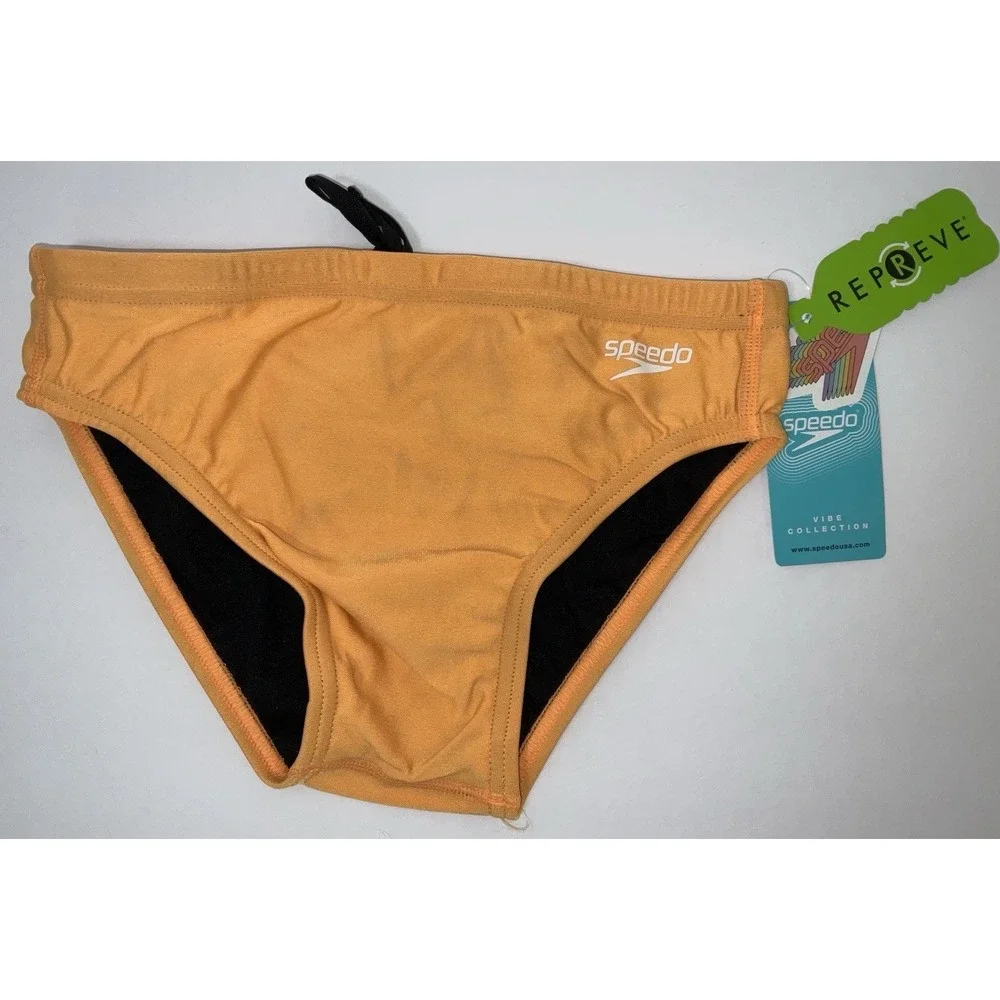 NWT Men's Speedo Vibe Collection Eco Endurance Brief Swim Trunks Orange Pop 28